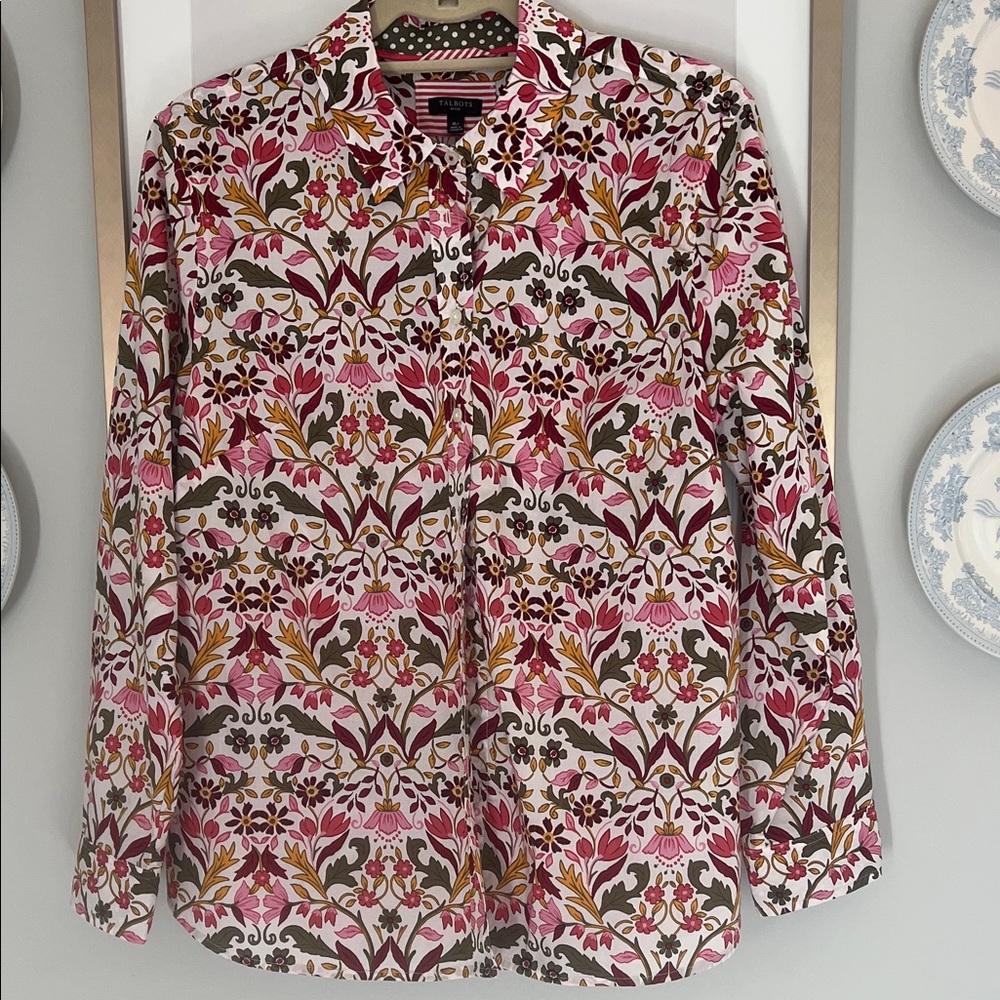 Talbots Button Down Floral Blouse